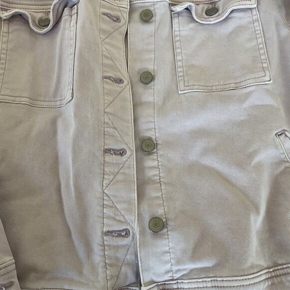 Womens Sonoma Plus Light Lavender Button Cropped Jean Jacket 1X Lilac Comfort - Picture 3 of 5